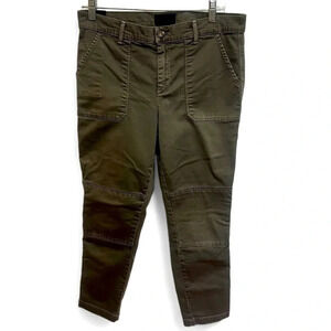 Vince cropped chino type pant with reinforced knees in army green size 29